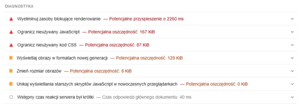 Przykładowe zalecenia do poprawy jednego ze wskaźników w narzędziu PSI